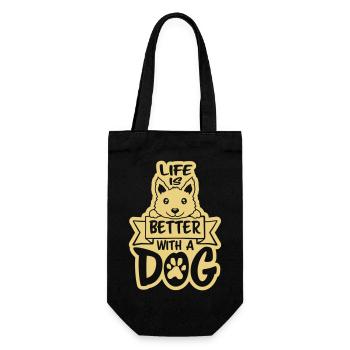 better with a dog - Gift Bag for Bottles - black - Front
