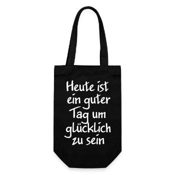 Heute ist ein guter Tag um glücklich zu sein - Geschenkbeutel für Flaschen - Schwarz - Vorne