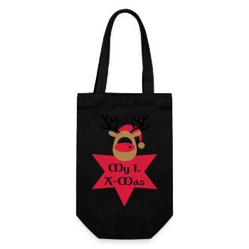 mein erstes Weihnachten - Geschenkbeutel für Flaschen - Schwarz - Vorne