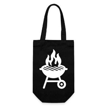 Grill Symbol - Geschenkbeutel für Flaschen - Schwarz - Vorne
