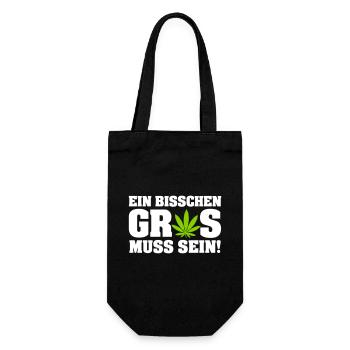 Ein bisschen Gras muss sein - Geschenkbeutel für Flaschen - Schwarz - Vorne