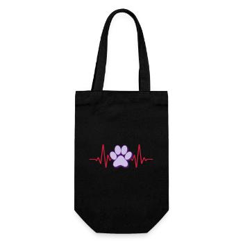 Herzschlag Pfote Hunde | Farben änderbar - Geschenkbeutel für Flaschen - Schwarz - Vorne