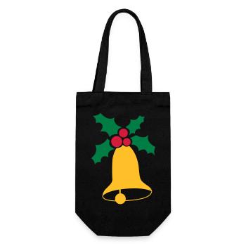 Weihnachtsglocken - Geschenkbeutel für Flaschen - Schwarz - Vorne
