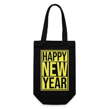 happy new year quote - Gift Bag for Bottles - black - Front