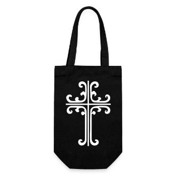 Cross Ornament - Gift Bag for Bottles - black - Front