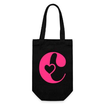 Lettre c Lettre initiale avec cœur - Sac à bouteille - noir - Devant