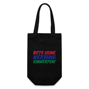 Bitte keine Werbung | Farben änderbar - Geschenkbeutel für Flaschen - Schwarz - Vorne