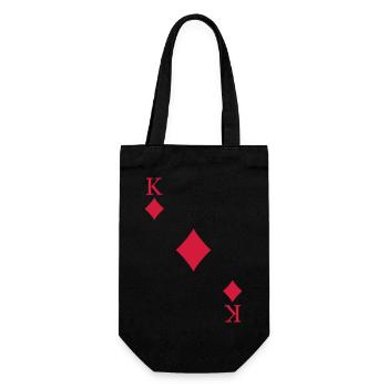 Karo König Spielkarte Kartenspiel Kostüm Karneval - Geschenkbeutel für Flaschen - Schwarz - Vorne