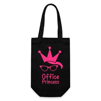 Büro-Prinzessin mit Katzenaugen Gläser und eine - Geschenkbeutel für Flaschen - Schwarz - Vorne