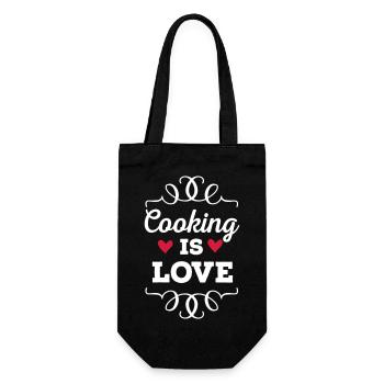 Cooking is Love - Geschenkbeutel für Flaschen - Schwarz - Vorne