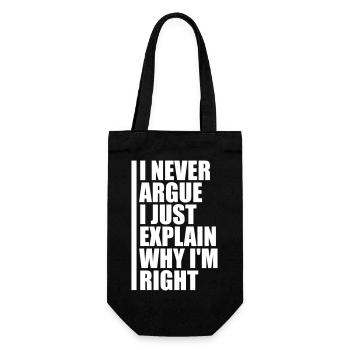 Je ne discute jamais, j’explique juste pourquoi j’ai raison Spruch - Sac à bouteille - noir - Devant