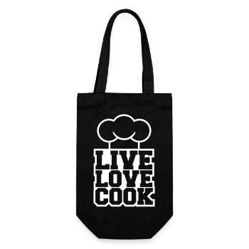 Live Love Cook Leben Liebe Kochen Küche Meister - Geschenkbeutel für Flaschen - Schwarz - Vorne