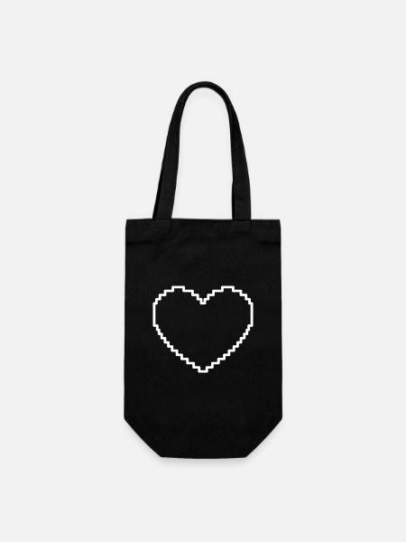 Rétro Pixel Heart - Sac à bouteille - noir