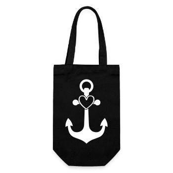 Anchor Heart Icon - Gift Bag for Bottles - black - Front