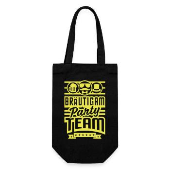 Bräutigam Party Team (Schriftzug) - Geschenkbeutel für Flaschen - Schwarz - Vorne