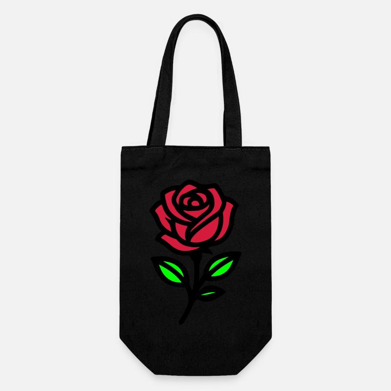 Rose Blume - Geschenkbeutel für Flaschen - Schwarz