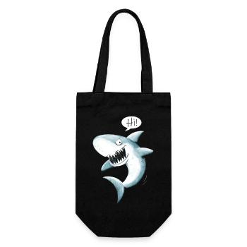 Cool Hi Hai I shark cartoon - Gift Bag for Bottles - black - Front