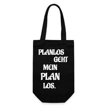 PLANLOS GEHT MEIN PLAN LOS - Geschenkbeutel für Flaschen - Schwarz - Vorne