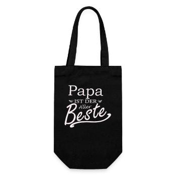 Papa ist der aller beste - Geschenkbeutel für Flaschen - Schwarz - Vorne