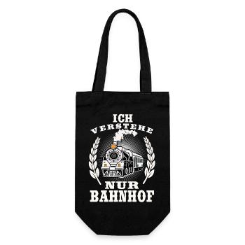 Ich verstehe nur Bahnhof - Geschenkbeutel für Flaschen - Schwarz - Vorne