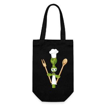 personnage de dessin animé drôle en tant que cuisinier d'asperges avec chapeau de chef - Sac à bouteille - noir - Devant
