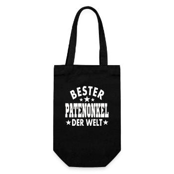 Bester Patenonkel der Welt - Geschenkbeutel für Flaschen - Schwarz - Vorne