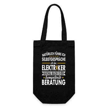 Natürlichführe ich Selbstgespräche, Elektriker - Geschenkbeutel für Flaschen - Schwarz - Vorne