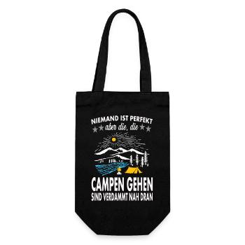 Camping auf dem Campingplatz - Geschenkbeutel für Flaschen - Schwarz - Vorne