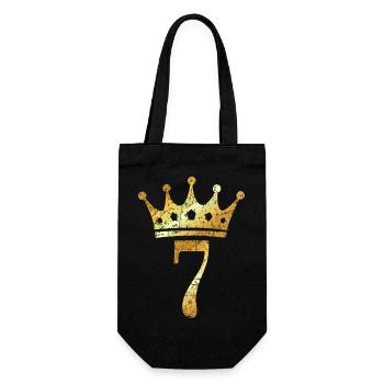 Krone Nummer 7 (Vintage Goldgelb) 7. Geburtstag - Geschenkbeutel für Flaschen - Schwarz - Vorne