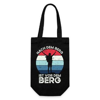 Nach dem Berg ist vor dem Berg Wandern lustig - Geschenkbeutel für Flaschen - Schwarz - Vorne