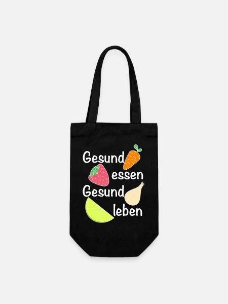 Gesund essen, gesund leben | Ernährung - Geschenkbeutel für Flaschen - Schwarz