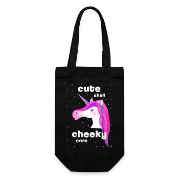 pink unicorn cute cheeky - Geschenkbeutel für Flaschen - Schwarz - Vorne