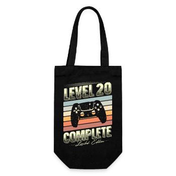 20. Geburtstag Level 20 Complete Limited Edition - Geschenkbeutel für Flaschen - Schwarz - Vorne
