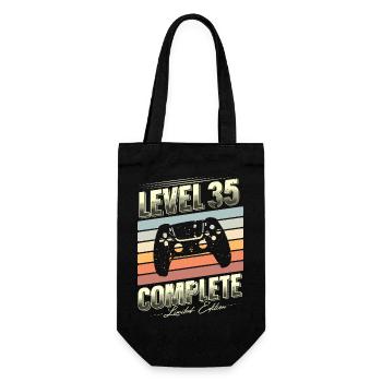 35. Geburtstag Level 35 Complete Limited Edition - Geschenkbeutel für Flaschen - Schwarz - Vorne