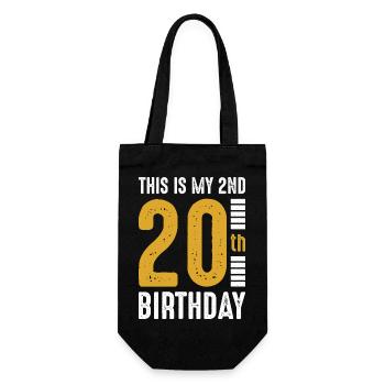 20th Birthday Bold Gold - Gift Bag for Bottles - black - Front