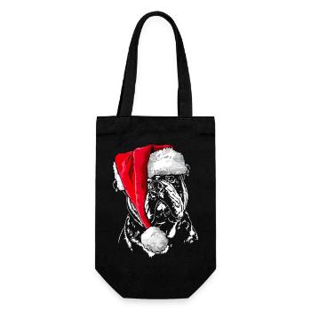 Santa OLD ENGLISH BULLDOG Weihnachten OEB Wilsigns - Geschenkbeutel für Flaschen - Schwarz - Vorne