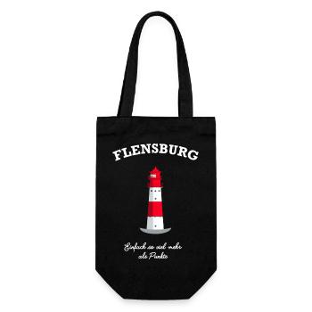 Flensburg Leuchtturm Falshöft, mehr als Punkte - Geschenkbeutel für Flaschen - Schwarz - Vorne