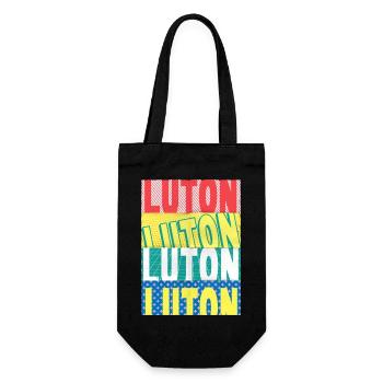 Luton England UK City Font Skyline Home - Gift Bag for Bottles - black - Front