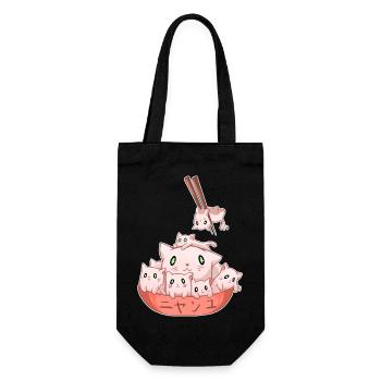 Ramen Kawaii Katze Anime Otaku Japanische Nudeln - Geschenkbeutel für Flaschen - Schwarz - Vorne