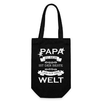 PAPA ZU SEIN IST DER BESTE JOB AUF DER WELT - Geschenkbeutel für Flaschen - Schwarz - Vorne