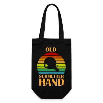 Old Schmetter Hand / Tischtennis / lustiges motiv - Geschenkbeutel für Flaschen - Schwarz - Vorne
