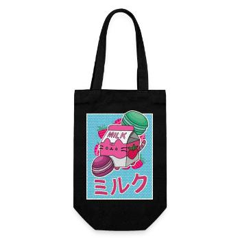 Erbeeren Getränk Japanisch Kawaii Milkshake - Geschenkbeutel für Flaschen - Schwarz - Vorne