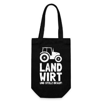 Ich bin Landwirt und stolz drauf! Bäuerinnen Bauer - Geschenkbeutel für Flaschen - Schwarz - Vorne