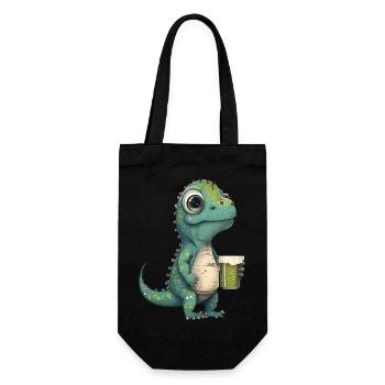Süßer Dinosaurier trinkt ein Glas BIer - Geschenkbeutel für Flaschen - Schwarz - Vorne