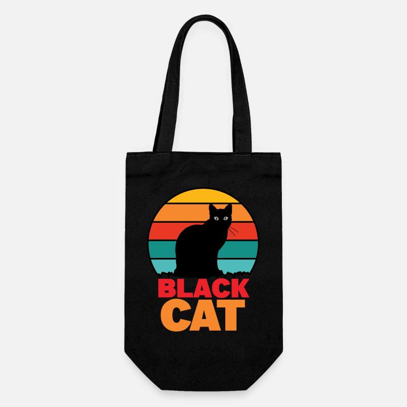 Schwarze Katze - Geschenkbeutel für Flaschen - Schwarz