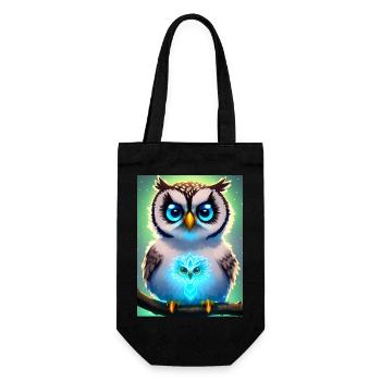 Cute owl with light neon aura & big eyes - Gift Bag for Bottles - black - Front