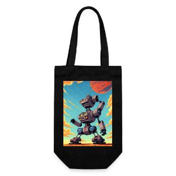 50s Cartoon - Crazy Robot - Sci-Fi - Gift Bag for Bottles - black - Front