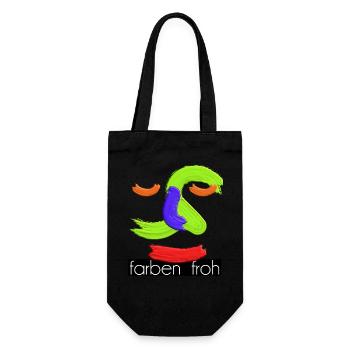 farbenfroh 5 weiss mit balken schw groß - Geschenkbeutel für Flaschen - Schwarz - Vorne