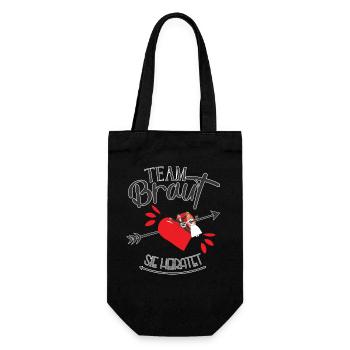Team Braut mit Herz Pfeil sie heiratet - Geschenkbeutel für Flaschen - Schwarz - Vorne