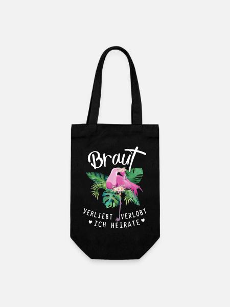 Braut Flamingo verliebt verlobt ich heirate jga - Geschenkbeutel für Flaschen - Schwarz